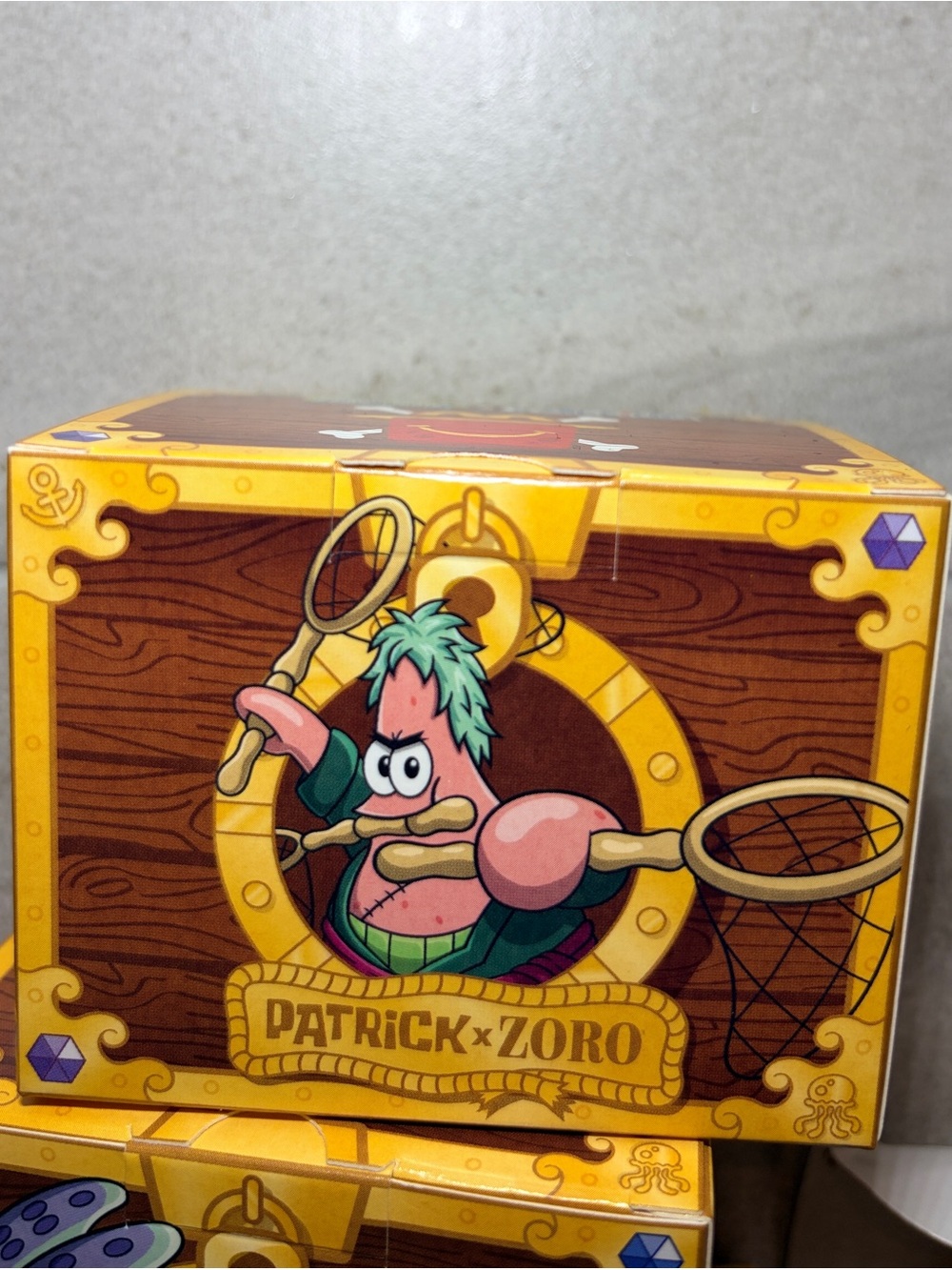 McDonald's Patrick x Zoro Happy Meal Toy Box Yellow & Brown Like New